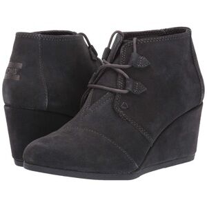 TOMS Kala Black Suede Lace Up Wedge Ankle Boots Women’s Size 6.5 Like New